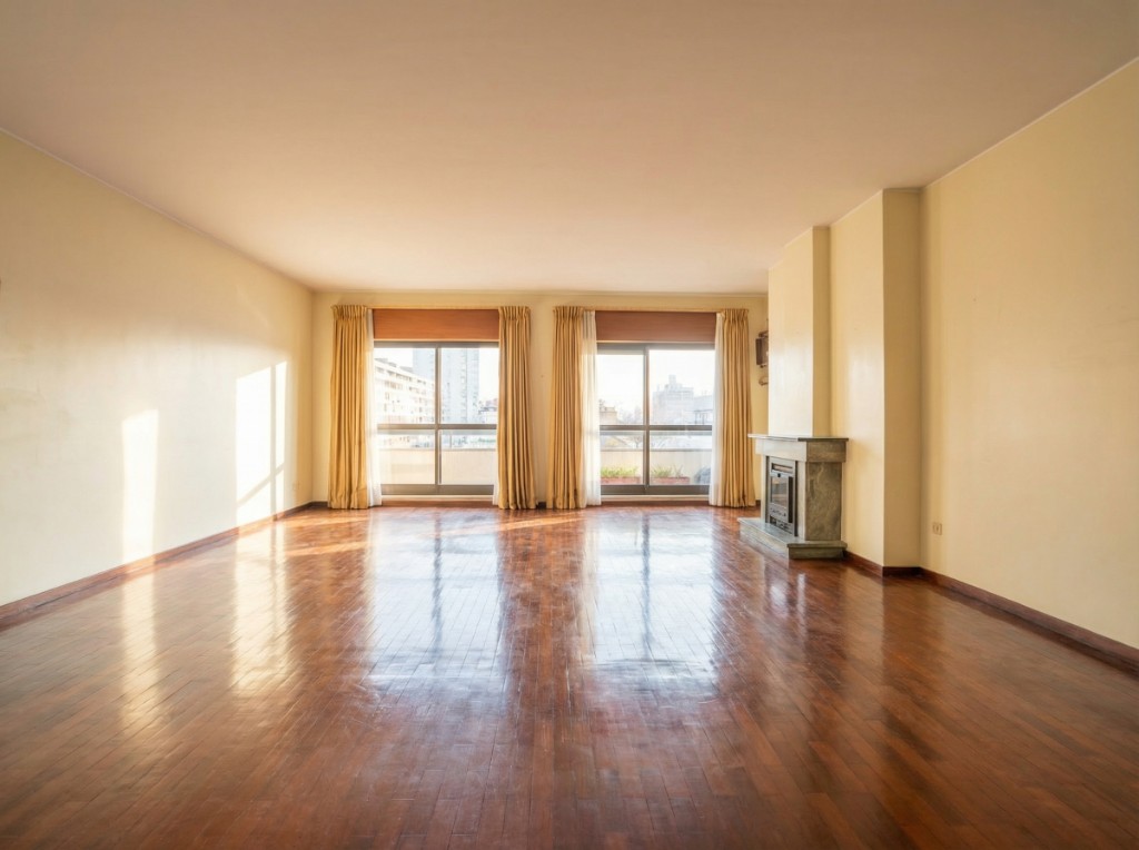 Empty living room before virtual staging style selection
