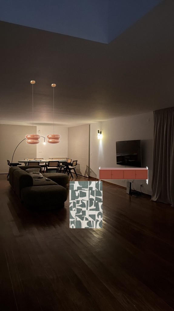 Living room before style-by-reference with low light and incomplete decor